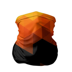 Бандана-труба 3D с принтом Trianse Orange в Курске, 100% полиэстер, ткань с особыми свойствами — Activecool | плотность 150‒180 г/м2; хорошо тянется, но сохраняет форму | оранжевый | полигоны | треугольники | черный