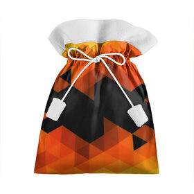 Подарочный 3D мешок с принтом Trianse Orange в Курске, 100% полиэстер | Размер: 29*39 см | оранжевый | полигоны | треугольники | черный