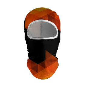 Балаклава 3D с принтом Trianse Orange в Курске, 100% полиэстер, ткань с особыми свойствами — Activecool | плотность 150–180 г/м2; хорошо тянется, но при этом сохраняет форму. Закрывает шею, вокруг отверстия для глаз кайма. Единый размер | Тематика изображения на принте: оранжевый | полигоны | треугольники | черный