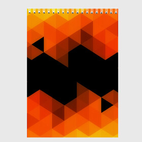 Скетчбук с принтом Trianse Orange в Курске, 100% бумага
 | 48 листов, плотность листов — 100 г/м2, плотность картонной обложки — 250 г/м2. Листы скреплены сверху удобной пружинной спиралью | оранжевый | полигоны | треугольники | черный