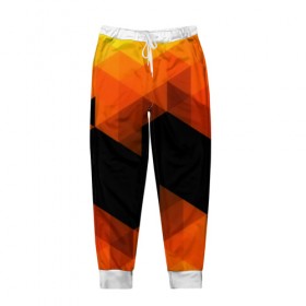 Мужские брюки 3D с принтом Trianse Orange в Курске, 100% полиэстер | манжеты по низу, эластичный пояс регулируется шнурком, по бокам два кармана без застежек, внутренняя часть кармана из мелкой сетки | оранжевый | полигоны | треугольники | черный