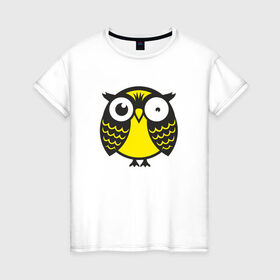 Женская футболка хлопок с принтом Офигевшая сова в Курске, 100% хлопок | прямой крой, круглый вырез горловины, длина до линии бедер, слегка спущенное плечо | bird | owl | няша | птица | сова | совунья | совушка | сыч
