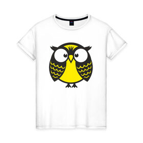 Женская футболка хлопок с принтом Совушка-сова в Курске, 100% хлопок | прямой крой, круглый вырез горловины, длина до линии бедер, слегка спущенное плечо | 