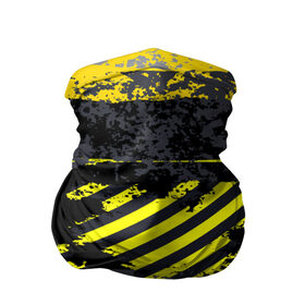 Бандана-труба 3D с принтом Grunge Line в Курске, 100% полиэстер, ткань с особыми свойствами — Activecool | плотность 150‒180 г/м2; хорошо тянется, но сохраняет форму | желтый | полосы | серый | черный