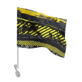 Флаг для автомобиля с принтом Grunge Line в Курске, 100% полиэстер | Размер: 30*21 см | желтый | полосы | серый | черный