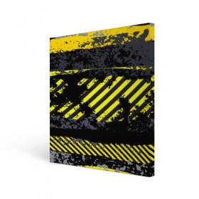 Холст квадратный с принтом Grunge Line в Курске, 100% ПВХ |  | желтый | полосы | серый | черный