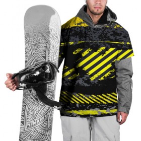 Накидка на куртку 3D с принтом Grunge Line в Курске, 100% полиэстер |  | желтый | полосы | серый | черный