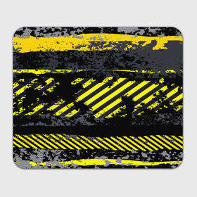 Коврик прямоугольный с принтом Grunge Line в Курске, натуральный каучук | размер 230 х 185 мм; запечатка лицевой стороны | желтый | полосы | серый | черный