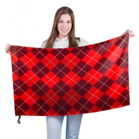 Флаг 3D с принтом Клетка в Курске, 100% полиэстер | плотность ткани — 95 г/м2, размер — 67 х 109 см. Принт наносится с одной стороны | красный | ромбы | свитер