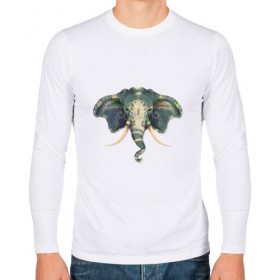 Мужской лонгслив хлопок с принтом Индийский слон в Курске, 100% хлопок |  | 