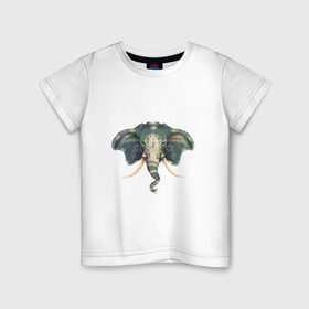 Детская футболка хлопок с принтом Индийский слон в Курске, 100% хлопок | круглый вырез горловины, полуприлегающий силуэт, длина до линии бедер | Тематика изображения на принте: 