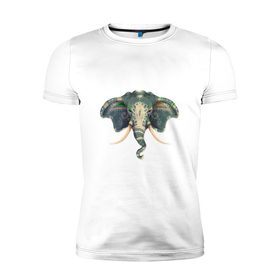 Мужская футболка премиум с принтом Индийский слон в Курске, 92% хлопок, 8% лайкра | приталенный силуэт, круглый вырез ворота, длина до линии бедра, короткий рукав | 