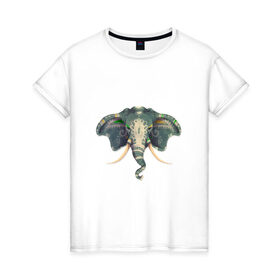 Женская футболка хлопок с принтом Индийский слон в Курске, 100% хлопок | прямой крой, круглый вырез горловины, длина до линии бедер, слегка спущенное плечо | 