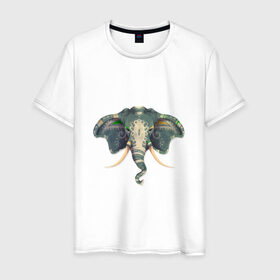 Мужская футболка хлопок с принтом Индийский слон в Курске, 100% хлопок | прямой крой, круглый вырез горловины, длина до линии бедер, слегка спущенное плечо. | 