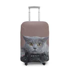 Чехол для чемодана 3D с принтом Котик фотограф в Курске, 86% полиэфир, 14% спандекс | двустороннее нанесение принта, прорези для ручек и колес | кот | котик | кошка | объектив | фотоаппарат | фотограф