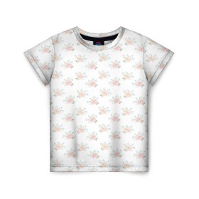 Детская футболка 3D с принтом Нежные цветы в Курске, 100% гипоаллергенный полиэфир | прямой крой, круглый вырез горловины, длина до линии бедер, чуть спущенное плечо, ткань немного тянется | Тематика изображения на принте: розы