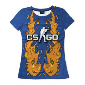 Женская футболка 3D с принтом Fire Elemental в Курске, 100% полиэфир ( синтетическое хлопкоподобное полотно) | прямой крой, круглый вырез горловины, длина до линии бедер | counter | cs | cs:go | go | strike | дух | огня