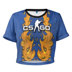Женская футболка 3D укороченная с принтом Fire Elemental в Курске, 100% полиэстер | круглая горловина, длина футболки до линии талии, рукава с отворотами | counter | cs | cs:go | go | strike | дух | огня