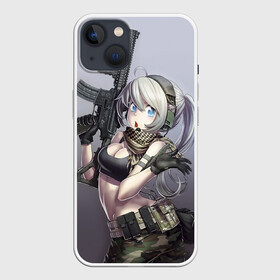 Чехол для iPhone 13 с принтом Девушка с оружием в Курске,  |  | anime | automatic | beautiful | girl | guns | japanese | автомат | аниме | девушка | красивая | оружие | японский