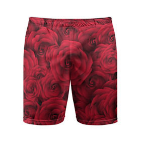 Мужские шорты 3D спортивные с принтом Красные розы в Курске,  |  | любовь | мозаика | розы | сердце | узор