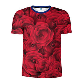 Мужская футболка 3D спортивная с принтом Красные розы в Курске, 100% полиэстер с улучшенными характеристиками | приталенный силуэт, круглая горловина, широкие плечи, сужается к линии бедра | любовь | мозаика | розы | сердце | узор