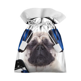 Подарочный 3D мешок с принтом Мопс в наушниках в Курске, 100% полиэстер | Размер: 29*39 см | дворняжка | домашние животные | любимец | мопс | пес | песик | питомец | собака | собачка