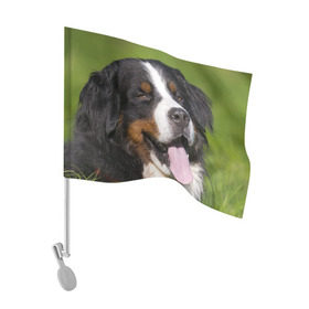 Флаг для автомобиля с принтом Бернский зенненхунд в Курске, 100% полиэстер | Размер: 30*21 см | волкодав | дворняжка | домашние животные | любимец | мопс | овчарка | пес | песик | питомец | сенбернар | собака | собачка