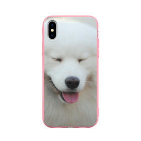 Чехол для Apple iPhone X силиконовый матовый с принтом Самоед в Курске, Силикон | Печать на задней стороне чехла, без боковой панели | Тематика изображения на принте: далматин | лабрадор | любимец | овчарка | пес | питомец | самоед | собака | собачка | щенок