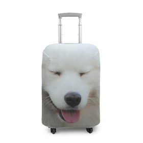 Чехол для чемодана 3D с принтом Самоед в Курске, 86% полиэфир, 14% спандекс | двустороннее нанесение принта, прорези для ручек и колес | далматин | лабрадор | любимец | овчарка | пес | питомец | самоед | собака | собачка | щенок