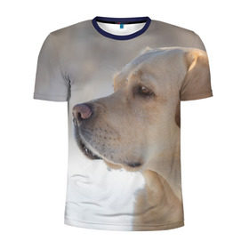 Мужская футболка 3D спортивная с принтом Лабрадор в Курске, 100% полиэстер с улучшенными характеристиками | приталенный силуэт, круглая горловина, широкие плечи, сужается к линии бедра | Тематика изображения на принте: далматин | далматинец | дворняга | лабрадор | любимец | овчарка | пес | питомец | самоед | собака | собачка | щенок