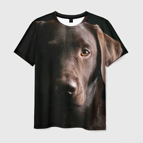 Мужская футболка 3D с принтом Лабрадор в Курске, 100% полиэфир | прямой крой, круглый вырез горловины, длина до линии бедер | далматин | далматинец | дворняга | лабрадор | любимец | овчарка | пес | питомец | самоед | собака | собачка | щенок