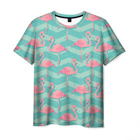 Мужская футболка 3D с принтом flamingo в Курске, 100% полиэфир | прямой крой, круглый вырез горловины, длина до линии бедер | flamingo | абстракция | фламинго