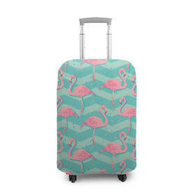 Чехол для чемодана 3D с принтом flamingo в Курске, 86% полиэфир, 14% спандекс | двустороннее нанесение принта, прорези для ручек и колес | flamingo | абстракция | фламинго