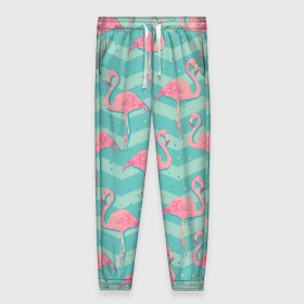 Женские брюки 3D с принтом flamingo в Курске, полиэстер 100% | прямой крой, два кармана без застежек по бокам, с мягкой трикотажной резинкой на поясе и по низу штанин. В поясе для дополнительного комфорта — широкие завязки | flamingo | абстракция | фламинго