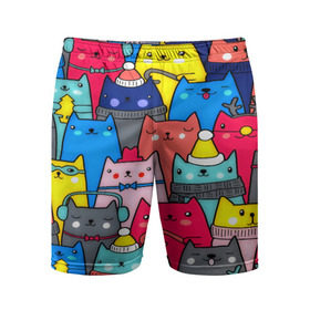 Мужские шорты 3D спортивные с принтом Котики в Курске,  |  | Тематика изображения на принте: кошки | паттерн | разноцветный | яркий