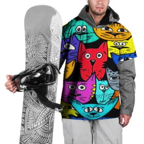 Накидка на куртку 3D с принтом Кот в Курске, 100% полиэстер |  | кошки | паттерн | разноцветный | яркий