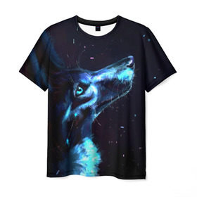 Мужская футболка 3D с принтом Волк в Курске, 100% полиэфир | прямой крой, круглый вырез горловины, длина до линии бедер | волк | небо | тёмный