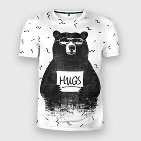 Мужская футболка 3D спортивная с принтом Bear Hugs в Курске, 100% полиэстер с улучшенными характеристиками | приталенный силуэт, круглая горловина, широкие плечи, сужается к линии бедра | Тематика изображения на принте: animal | bear | beast | fashion | funny | hipster | hugs | nature | style | животное | зверь | медведь | мода | объятья | прикол | природа | стиль | хипстер