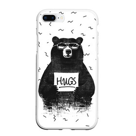 Чехол для iPhone 7Plus/8 Plus матовый с принтом Bear Hugs в Курске, Силикон | Область печати: задняя сторона чехла, без боковых панелей | animal | bear | beast | fashion | funny | hipster | hugs | nature | style | животное | зверь | медведь | мода | объятья | прикол | природа | стиль | хипстер