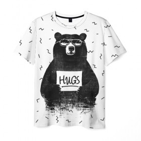 Мужская футболка 3D с принтом Bear Hugs в Курске, 100% полиэфир | прямой крой, круглый вырез горловины, длина до линии бедер | Тематика изображения на принте: animal | bear | beast | fashion | funny | hipster | hugs | nature | style | животное | зверь | медведь | мода | объятья | прикол | природа | стиль | хипстер