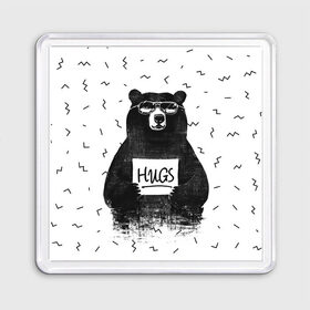 Магнит 55*55 с принтом Bear Hugs в Курске, Пластик | Размер: 65*65 мм; Размер печати: 55*55 мм | animal | bear | beast | fashion | funny | hipster | hugs | nature | style | животное | зверь | медведь | мода | объятья | прикол | природа | стиль | хипстер