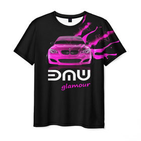 Мужская футболка 3D с принтом BMW glamour в Курске, 100% полиэфир | прямой крой, круглый вырез горловины, длина до линии бедер | bmw | m5 | pink | авто | автомобиль | бмв | гламур | машина | розовый | стиль | тачка | элита