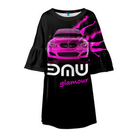 Детское платье 3D с принтом BMW glamour в Курске, 100% полиэстер | прямой силуэт, чуть расширенный к низу. Круглая горловина, на рукавах — воланы | bmw | m5 | pink | авто | автомобиль | бмв | гламур | машина | розовый | стиль | тачка | элита