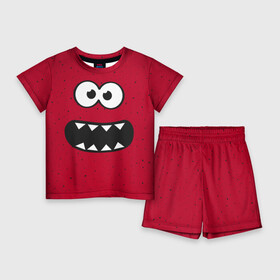 Детский костюм с шортами 3D с принтом Веселый монстрик в Курске,  |  | eye | funny | hell | monster | smile | глаз | домовой | зубастик | монстр | прикол | смайл | улыбка | черт