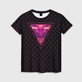 Женская футболка 3D с принтом Треугольная геометрия в Курске, 100% полиэфир ( синтетическое хлопкоподобное полотно) | прямой крой, круглый вырез горловины, длина до линии бедер | geometry | triangle | геометрия | треугольник