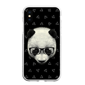 Чехол для iPhone XS Max матовый с принтом Умная панда в Курске, Силикон | Область печати: задняя сторона чехла, без боковых панелей | animal | bear | beast | hipster | panda | smart | животное | зверь | медведь | очки | панда | свэг | умный | хипстер