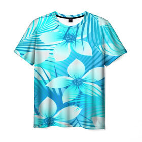 Мужская футболка 3D с принтом Tropical Flower в Курске, 100% полиэфир | прямой крой, круглый вырез горловины, длина до линии бедер | flower | паттерн | цветы | яркий