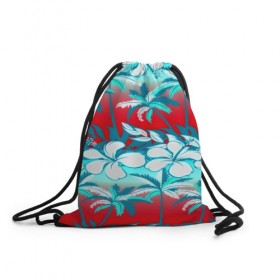 Рюкзак-мешок 3D с принтом Tropical Fashion в Курске, 100% полиэстер | плотность ткани — 200 г/м2, размер — 35 х 45 см; лямки — толстые шнурки, застежка на шнуровке, без карманов и подкладки | flower | пальмы | паттерн | цветы