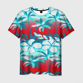 Мужская футболка 3D с принтом Tropical Fashion в Курске, 100% полиэфир | прямой крой, круглый вырез горловины, длина до линии бедер | flower | пальмы | паттерн | цветы
