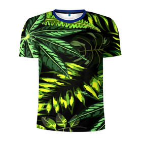 Мужская футболка 3D спортивная с принтом Листья в Курске, 100% полиэстер с улучшенными характеристиками | приталенный силуэт, круглая горловина, широкие плечи, сужается к линии бедра | зеленый | листва | паттерн